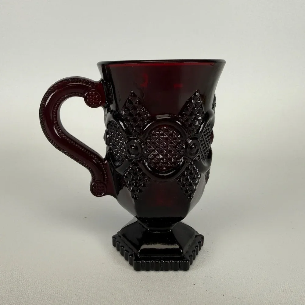 Vintage Avon 1876‎ Cape Cod Ruby Red Glass Pedestal Drinking Cup/Mug